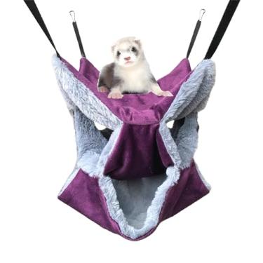Imagem de Vedem Animais pequenos Gaiola de beliche triplo de pelúcia para pendurar rede esconderijo de cama para planador de açúcar furão esquilo (roxo/cinza)