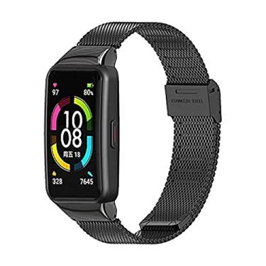 Imagem de Pulseira inteligente para Honor Band 6, pulseira de aço inoxidável para substituição de relógio de pulso (preto), Small, Aço inoxidável, Sem pedra preciosa