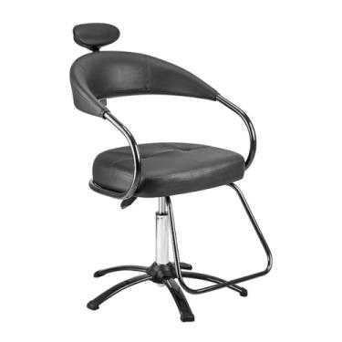 Imagem de Cadeira Cabelereiro Barbeiro Maquiagem Poltrona Manual Profissional Futura Salão Dompel Black