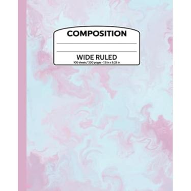 Imagem de Composition: 200 Pages Wide Ruled Composition Notebook, 7.5 x 9.25 in Writing Book For School Student Kid Teacher Home(Cotton Candy Swirl Edition 17)