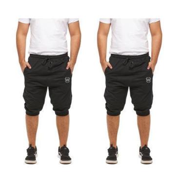Imagem de Kit 02 Bermudas de Moletom Wooks Masculina Fitness Saruel Skinny WB2-Masculino