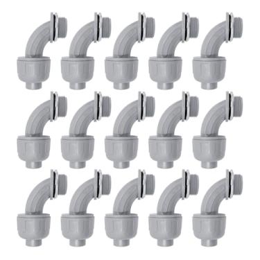 Imagem de Feotech Conector líquido apertado de 3/4 polegadas - Pacote com 15 acessórios de conduíte elétrico de PVC Conectores flexíveis de 90 graus para casa, cozinha e conector de conduíte de banheiro