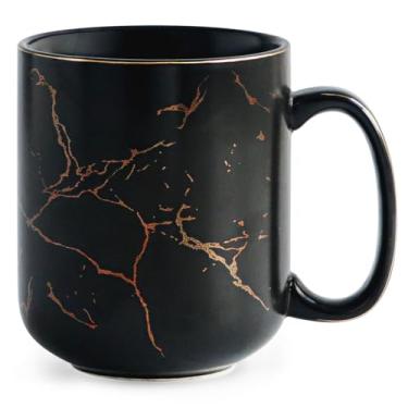 Imagem de harebe Caneca de café de mármore ouro preto extra grande de cerâmica de 623,7 g, canecas grandes e quentes com latte, copo grande e gigante para homens