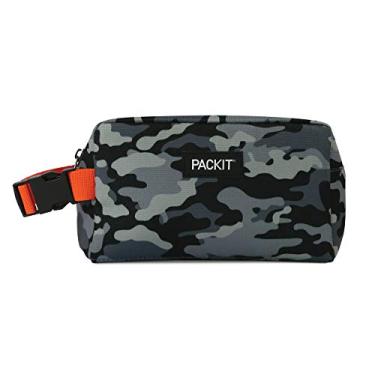Imagem de PackIt Caixa de lanche congelável, camuflagem carvão, construída com tecnologia EcoFreeze, dobrável, reutilizável, fecho de zíper com alça de fivela, ótimo para todas as idades e lanches frescos em