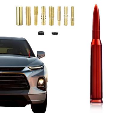 Imagem de Caminhão de carro 50 Cal Bullet decoração acessórios de caminhão de substituição vermelho universal para GMC Sierra 1500 Chevy Dodge Ram Silverado 1500 2500 3500 Ford F150 F250 F350 decoração de