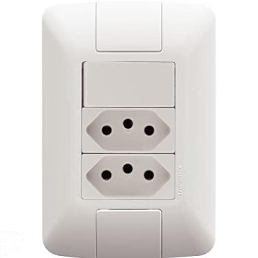 Imagem de Conjunto 4x2 com 1 Interruptor Simples 6 A 250 V e 2 Tomadas 2P+T 10 A 250 V Tramontina Aria em Branco