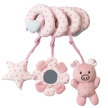 Imagem de Brinquedos Pendurados para Assento de Carro, Carrinho de bebê, Atividades para Bebês, Espirais, Brinquedos de Pelúcia para Bebês, Meninos e Meninas (Rosa)