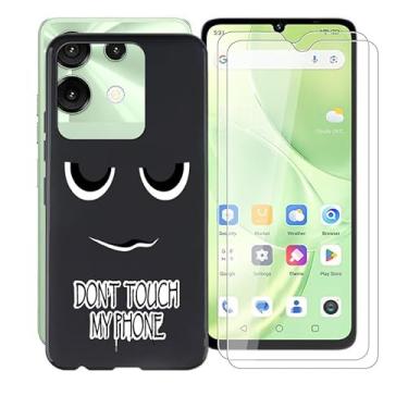 Imagem de AQGGIIXY Capa de telefone para Umidigi G9 5G (6,7 polegadas), com 2 x protetores de tela de vidro temperado, capa ultrafina preta macia TPU antiarranhões à prova de choque para Umidigi G9 5G - DUO6