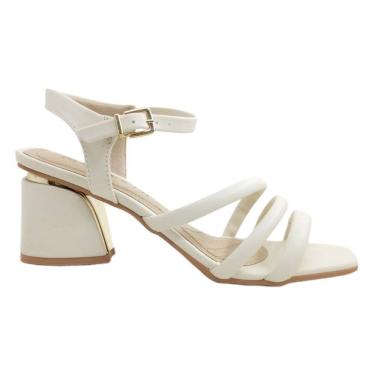 Imagem de Sandália Feminina Casual Dia a Dia Salto Grosso Médio Tiras Finas Ramarim 2428203