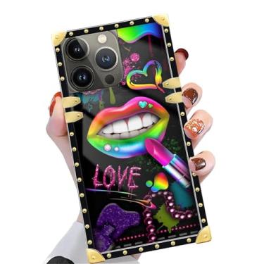 Imagem de Yuning419 Capa compatível com iPhone 16 Pro, TPU macio de luxo e parte traseira rígida de policarbonato para meninas e mulheres, capa protetora à prova de choque, lábios de batom