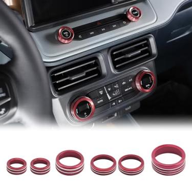 Imagem de Galaledxy Acabamento da capa de ar condicionado para Ford Maverick 2022-2024 alumínio console central botão botão botão círculo capa, botão interruptor anel guarnição botão botão protetor anel