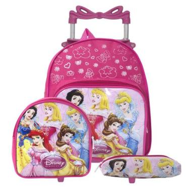 Imagem de Kit Mochila Infantil Com Rodinha Menina Princesas Estojo - Toys 2U