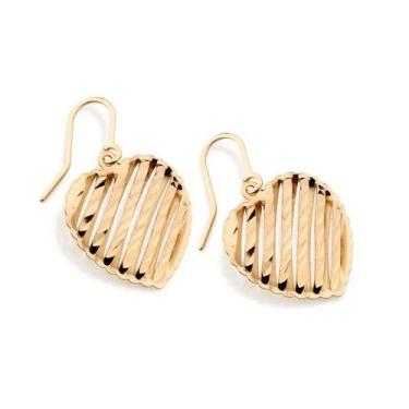 Imagem de Brincos banhado ouro 3x 24k 18k e 22k femininos coração rommanel pendu