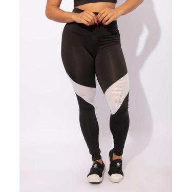 Imagem de Calça Legging de Academia com Tela Cintura Alta F7 NEW STYLE, Branco, 