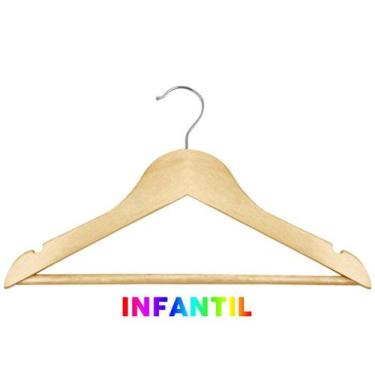 Imagem de Kit 50 Cabides de Madeira Marfim com Verniz Infantil IKAZA