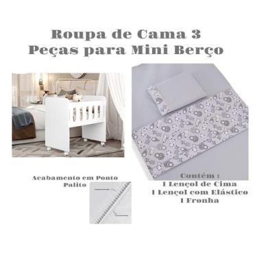 Imagem de Kit Jogo Roupa de Cama para Mini Berço Bebê 3 peças Coleção Safari. - 