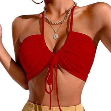 Imagem de Kit 2 Tops Faixa Cropped Feminino Amarração Casual Multiuso Festa - Hy