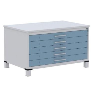 Imagem de Mapoteca 5 Gavetas Pandin 120cm (Larg) Inmetro Tampo MDP Cinza Estrutu