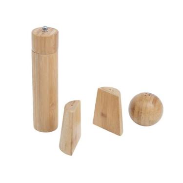 Imagem de Kit servir e temperar com moedor abridor em bambu 4 pç Oikos, U, UNICA