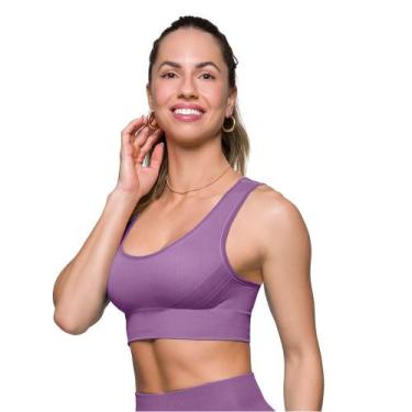 Imagem de Top Sem Costura Selene Fitness Fit Modelo Sem Bojo E Sem Aro, P, Ameti
