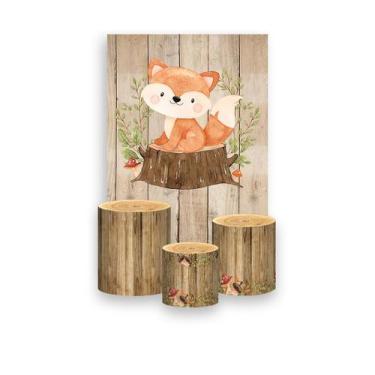 Imagem de Painel De Festa Vertical 1,50 x 2,20 + Trio De Capas Cilindro - Bosque
