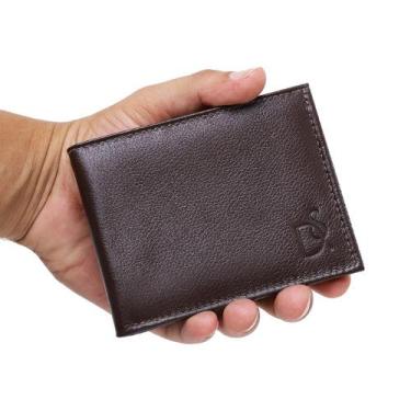 Imagem de Carteira Masculina Grande Couro Com Porta Moedas Cabe CNH Dinheiro Div