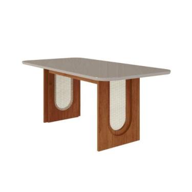 Imagem de Mesa De Jantar Retangular 90X180cm Tampo Mdf/Vidro Valentina Cimol Cin