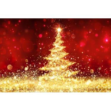 Imagem de Painel de Lona Árvore Dourada Brilhante Natal - Fabrika de Festa, 300x