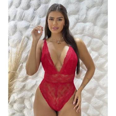 Imagem de Body Rendado Decote Profundo Sexy Transparência Lingerie - LIke4you, M