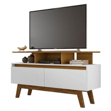 Imagem de Rack Bancada Para TV Até 50 Pol. 2 Portas Rubi 1.2 Cinamomo/Branco - B