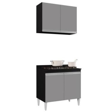 Imagem de Armário Aéreo Califórnia e Balcão Para Cooktop Flórida Preto/Cinza - L