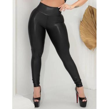 Imagem de Calça Fitness Feminina para Academia com Cintura Alta em Cirrê Preto -