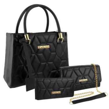 Imagem de Bolsa Feminina Grande Tote Casual + Bolsa Flap + Carteira - Selfie Sto