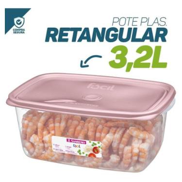 Imagem de Pote Plástico Retangular Com Tampa Hermético 3,2 L Sanremo, Rosa
