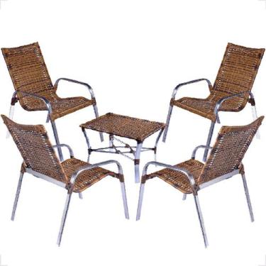 Imagem de Conjunto 4 Cadeiras e Mesa de Centro Alumínio Para Área Externa Fortal