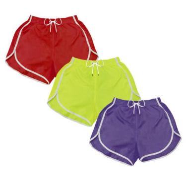 Imagem de Kit 3 Short Praia Feminino Liso Neon Casual Treino Corrida - MP Moda M