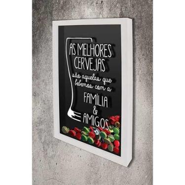 Imagem de Quadro Porta Tampinhas As Melhores Cervejas 2 - Quadro Novo, 45x63, Br