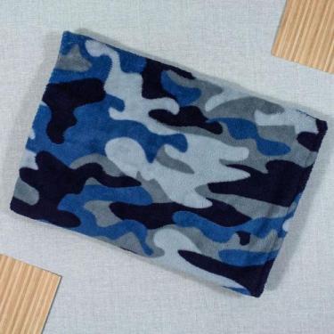 Imagem de Manta quentinha para bebê camuflado azul - Era Uma Vez