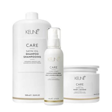 Imagem de Kit Keune Care Satin Oil Shampoo Litro Máscara e Lumi Coat Finalizador
