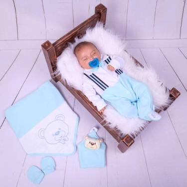 Imagem de Kit Saída de Maternidade Para Bebe Menino 04 peças Suspensório 100% Al