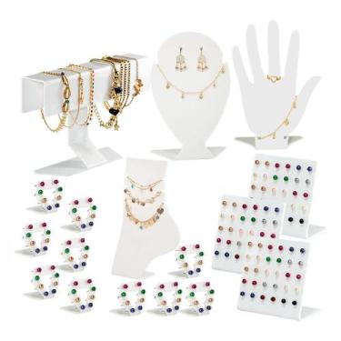 Imagem de Kit Expositor Colar Brincos Anel Joias Bijuterias 17 pçs - Acrilikus, 