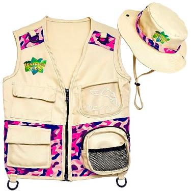 Imagem de Safari Kidz Outdoor Explorer Kit - Pink Camouflage Cargo Vest and Hat Set, Backyard Nature Adventures, Washable Costume, Age 3+
