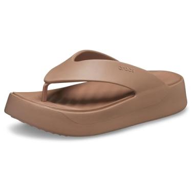 Imagem de Crocs Chinelo feminino Getaway plataforma, sandálias de cunha para mulheres, latte, 9 mulheres