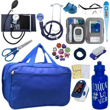 Imagem de Kit Bolsa Cores Aparelho de Pressao Esfigmomanometro Estetoscópio Medi