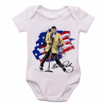 Imagem de body nenê criança roupa bebê  Elvis Presley bandeira EUA - Empório Dut
