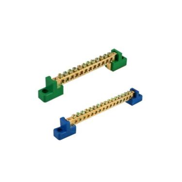 Imagem de Kit 1 Barramento Neutro + 1 Barramento Terra 12 Entradas s/ Proteção H