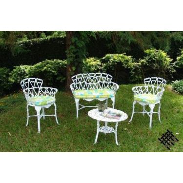 Imagem de Conjunto Viena (01 Mesinha + 02 Poltronas + 01 Banco 2 Lugares) Alumín