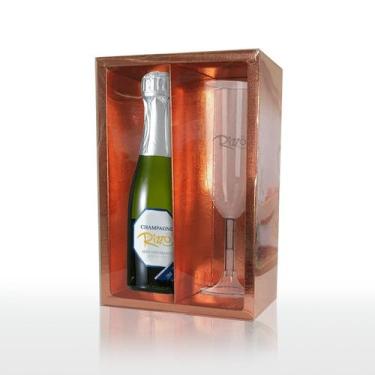 Imagem de Caixa Mini Champanhe e Taça (20,5cm x 13cm x 6cm) Rose 5 unidades - As