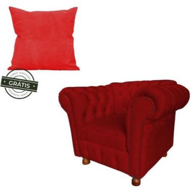 Imagem de Poltrona Luiz Xv Capitonê Retrô + 1 Almofada - Suede Vermelho / Recepç
