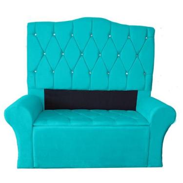 Imagem de Kit Cabeceira + Recamier Luxo Com Botões Strass Estofada Super King 19